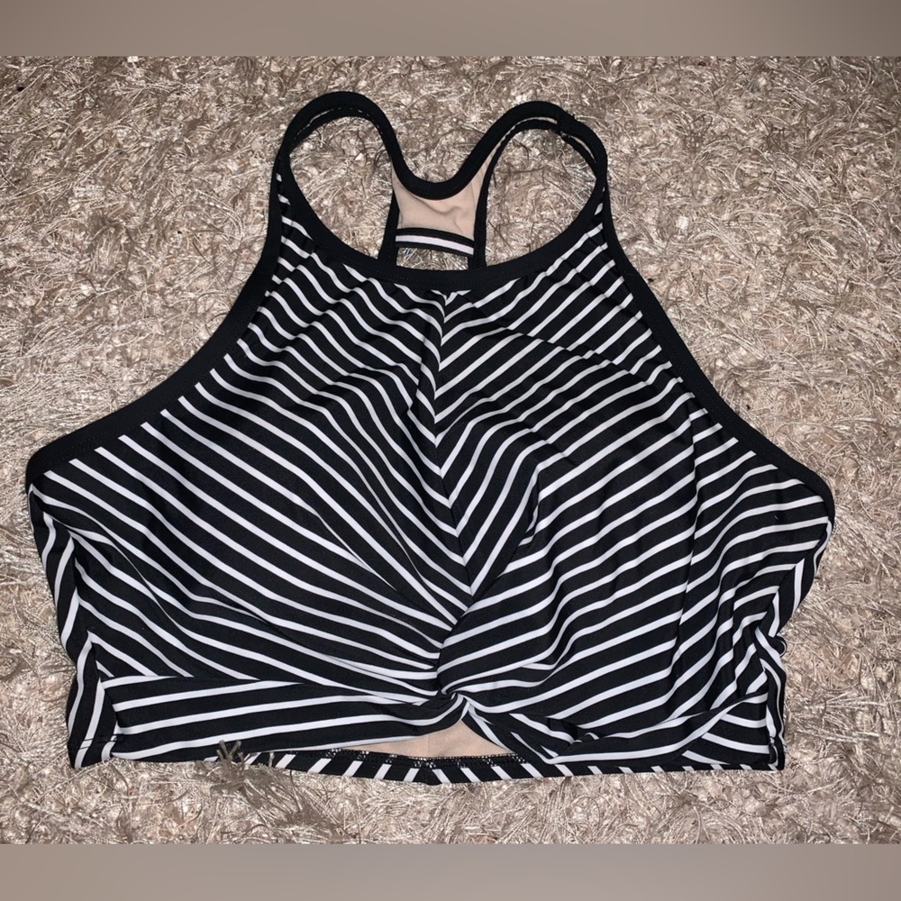 Kona Sol Black and White Padded Swimsuit Top NWOT - size Large (12/14)